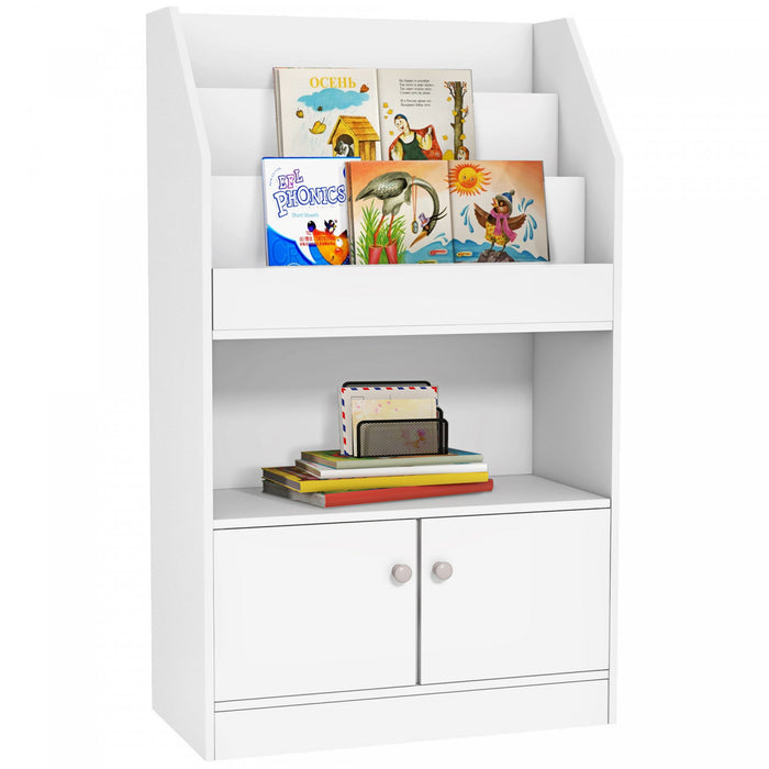 Qaba Kids Bookshelf, Toy Storage Organizer For 3-8 Years Old, For Bedroom, Playroom, Nursery, White
