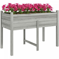 Outsunny Wooden Raised Garden Bed Elevated Planter Box For Flower, Grey