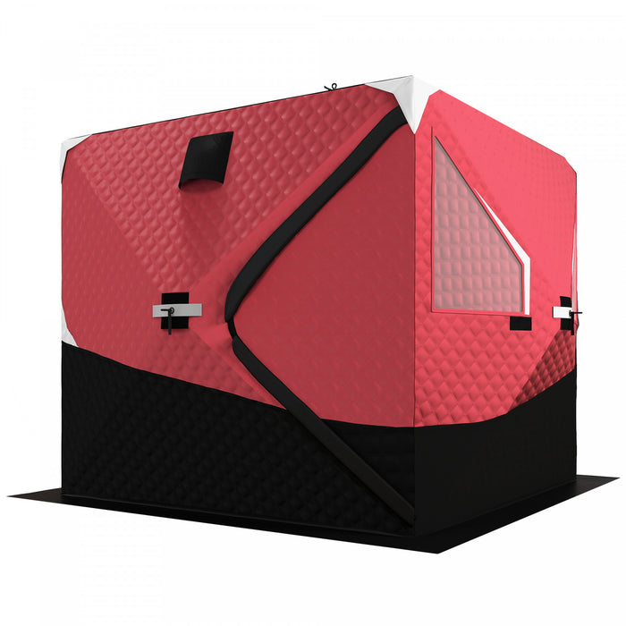Outsunny Insulated Ice Fishing Tent With Oversized Doors For 3-4 Person