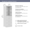 Bestar Florence 25" Modular Reach-In/Walk-In Closet System Tower with LED Light, Shelves and 4 Drawe|Système de tour garde-robe et pièce-penderie modulaire Florence de Bestar de 25 po avec éclairage à