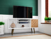 Manhattan Comfort Liberty 53.14" Mid-Century Modern TV Stand - White|Meuble pour téléviseur Liberty de Manhattan Comfort de 53,14 po de style moderne du milieu du 20e siècle