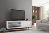 Manhattan Comfort Liberty 62.99" Mid-Century Modern TV Stand with 3 Shelves & 2 Doors - White & Yellow|Meuble pour téléviseur Liberty de Manhattan Comfort de 62,99 po de style moderne du milieu du 20e siècle avec 3 tablettes et 2 portes - blanc et jaune