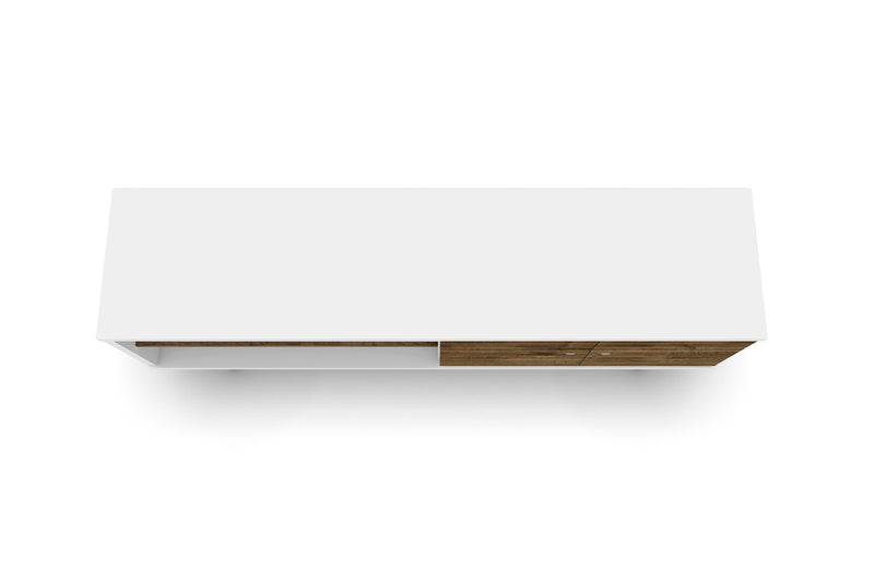 Manhattan Comfort Liberty 62.99\" Mid-Century Modern TV Stand with 3 Shelves & 2 Doors - White & Brown