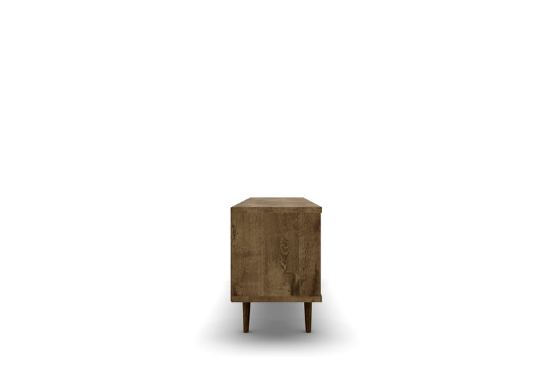 Manhattan Comfort Liberty 62.99\" Mid-Century Modern TV Stand with 3 Shelves & 2 Doors - Rustic Brown & Yellow