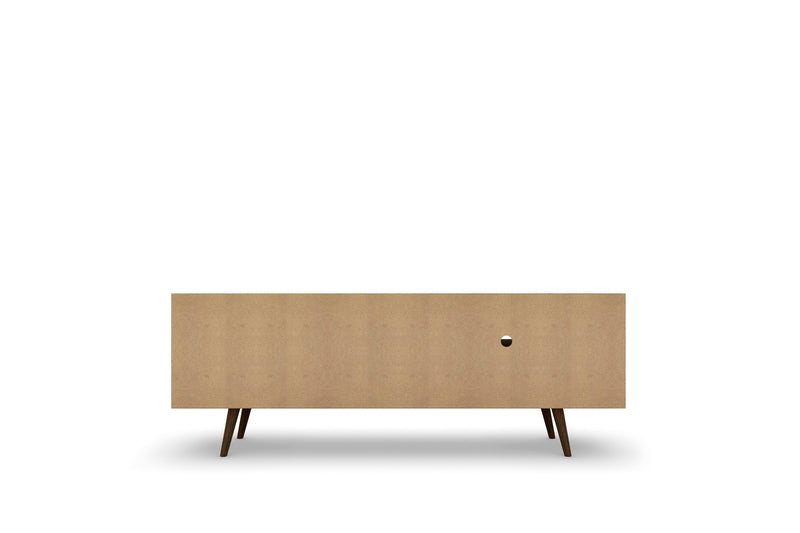 Manhattan Comfort Liberty 62.99\" Mid-Century Modern TV Stand with 3 Shelves & 2 Doors - Rustic Brown & Yellow