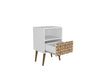Manhattan Comfort Liberty Mid-Century Modern Nightstand with Cubby Space & Drawer - White & Brown|Table de nuit Liberty de Manhattan Comfort de style moderne du milieu du 20e siècle avec compartiment et tiroir - blanche et brune