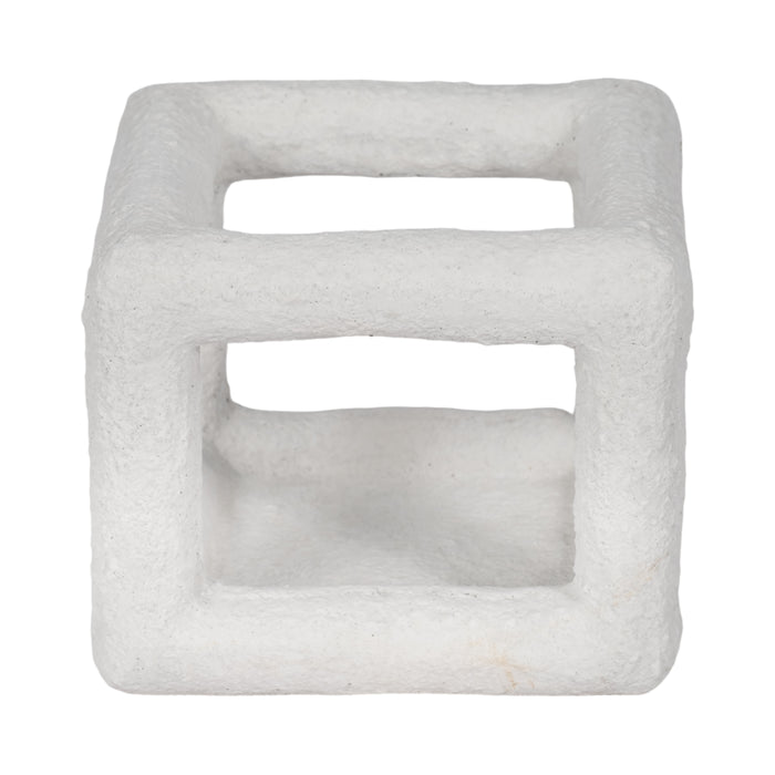 6\" Tectured Open Square Cube - White