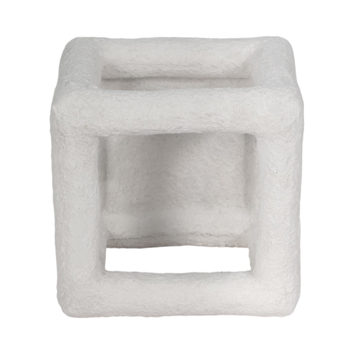 6\" Tectured Open Square Cube - White