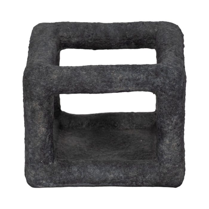 6\" Textured Open Square Cube - Black