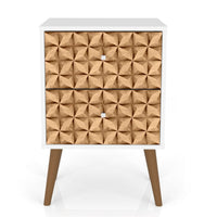 Manhattan Comfort Liberty Mid-Century Modern Nightstand with 2 Full Extension Drawers - White & Brown