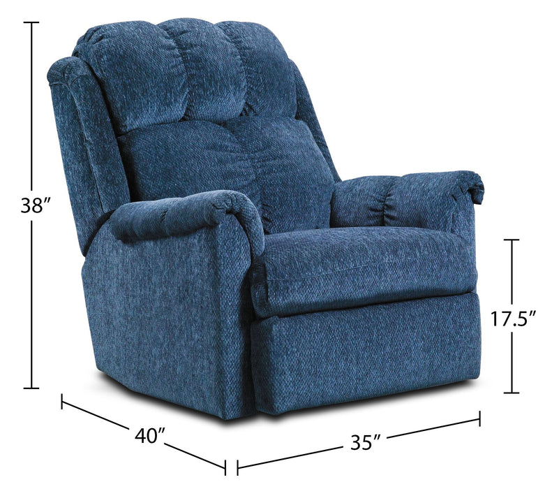Made in Canada 35\" Chenille Fabric Power Reclining Chair - Navy Blue