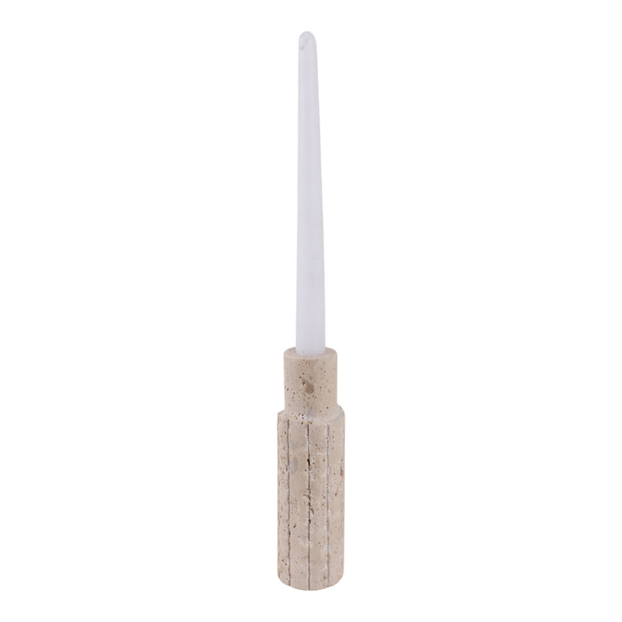 5\" x 2\" Raw Edge Travertine Taper Holder - Tan