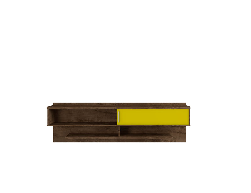 Manhattan Comfort Astor 70.86\" Modern Floating Entertainment Center with Media Shelves - Rustic Brown