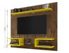 Manhattan Comfort Plaza 64.25" Modern Floating Wall Entertainment Center with Display Shelves - Rustic Brown & Yellow|Meuble audio-vidéo mural flottant moderne Plaza de Manhattan Comfort de 64,25 po avec tablettes d’exposition - brun rustique et jaune