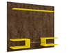 Manhattan Comfort Plaza 64.25\" Modern Floating Wall Entertainment Center with Display Shelves - Rustic Brown & Yellow