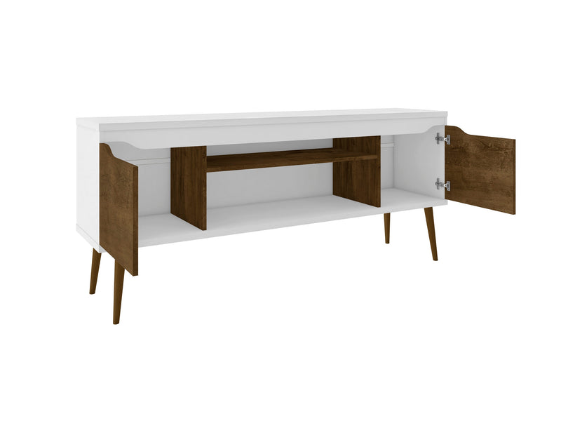 Manhattan Comfort Bradley 62.99\" TV Stand with 2 Media Shelves & 2 Storage Shelves - White