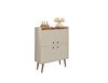 Manhattan Comfort Bogart Mid-Century Modern Accent Cabinet - Off-White & Natural|Armoire décorative Bogart de Manhattan Comfort de style moderne du milieu du 20e siècle - blanc cassé et naturelle