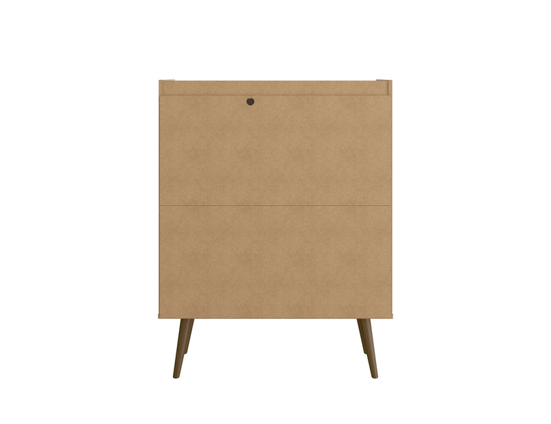 Manhattan Comfort Bogart Mid-Century Modern Accent Cabinet - Off-White & Natural