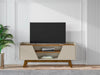 Manhattan Comfort Mid-Century Modern Marcus 53.14" TV Stand with Solid Wood Legs - Greige & Natural|Meuble pour téléviseur Marcus de Manhattan Comfort de 53,14 po de style moderne du milieu du 20e siècle avec pattes en bois massif - greige et naturel