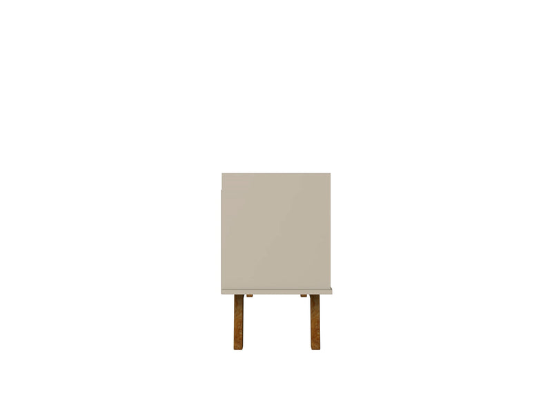 Manhattan Comfort Mid-Century Modern Marcus 53.14\" TV Stand with Solid Wood Legs - Greige & Natural