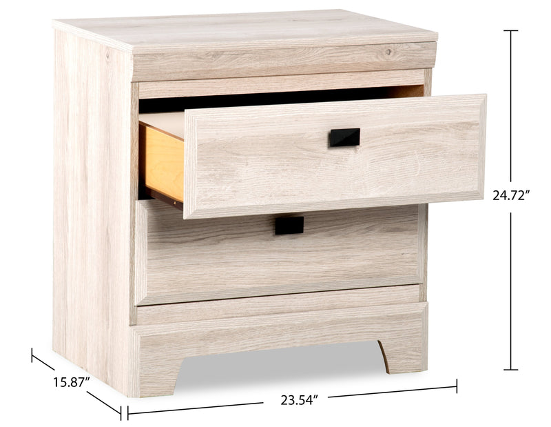 Yorkdale Bedside 2-Drawer Nightstand, 23.5\"W x 24.7\"H, Made in Canada - White