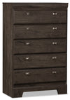 Yorkdale Bedroom Chest of Drawers, 5-Drawer, 31.1\"W x 47.4\"H, Made in Canada - Grey