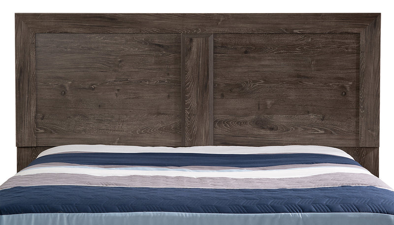 Yorkdale 12-Drawer Platform Bed with Headboard & Storage Frame, Made in Canada, Grey - Full Size