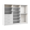 Bestar Florence 107" Modular Walk-In Closet System with LED Lights, Rods, Shelves and Drawers Shaker|Système de pièce-penderie modulaire Florence de Bestar de 107 po avec éclairages à DEL, tringles, ta