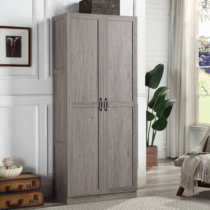 Manhattan Comfort Hopkins Modern Freestanding Storage Closet with 7 Shelves - Grey