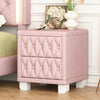 Sophia Elegant Velvet Nightstand with Drawers and Button-Tufted Design,Pink | Sophia Table de Nuit Elegante en Velours avec Tiroirs et Design Capitonne, Rose