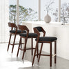 Patricia Modern Wood Upholstered Barstool in Black - Set of 3 | Tabouret de bar moderne Patricia en bois et tissu noir - Lot de 3