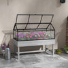 Outsunny Raised Garden Bed With Cold Frame Greenhouse Vent Distressed Grey|Outsunny Lit De Jardin Sureleve, Event De Serre A Cadre Froid, Gris Vieilli