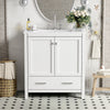 Erica 30" Solid Wood Bathroom Vanity With Single Ceramic Sink - White | Erica Meuble-lavabo De Salle De Bain 30" En Bois Massif Avec Lavabo Simple En Ceramique - Blanc