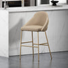 Gracie Modern Metal Upholstered Barstool in Tan and Gold Armoire | Tabouret de bar moderne Gracie en metal et tissu, coloris beige et dore
