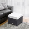 Outsunny Patio Rattan Ottoman w/ Cushion and Metal Frame for Garden, White