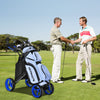 Goplus Folding 4 Wheels Golf Push Cart W/bag Scoreboard Adjustable Handle Blue