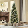 Homcom 6' Prelit Flocked Artificial Christmas Tree W/ Pine Cones, Berries|Homcom Arbre De Noel Artificiel 300 Lumieres Led Et 618 Embouts