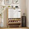 HOMCOM Narrow Shoe Cabinet Shoe Storage Cabinet with 2 Flip Drawers, White