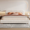 Laurel Ottoman Hydraulic Lift Storage Platform Bed with Boucle Upholstered and Hidden Under-White  | Lit plateforme Laurel avec coffre de rangement a levage hydraulique, tapisserie bouclee et espace de rangement cache sous le lit, taille King, blanc