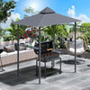 Outsunny 8' X 5' Bbq Grill Gazebo Tent With Double Tiered Canopy For Outdoor Sun Shade, Grey|Outsunny 8' X 5' Pavillon De Jardin Abri Barbecue Avec Double Toit Auvent Exterieur Gris