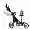 Goplus Folding 3 Wheels Golf Push Cart W/seat Scoreboard Adjustable Handle Grey