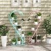 Costway 5 Tier Metal Plant Stand Heart-shaped Shelf With Hanging Hook For Multiple Plants Pink & Blue