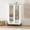Abbey Modern 32" Tempered Glass Bookcase Cabinet in Maple and Off White (4-Shelf) | Armoire bibliotheque moderne Abbey 32" en verre trempe, erable et blanc casse (4 etageres)