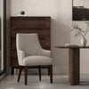 Beever Modern Wood Chenille Armchair in Taupe | Fauteuil moderne en bois Beever avec accoudoirs en chenille, coloris taupe