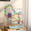 Pawhut 5 Tiers Hamster Cage Portable Animal Travel Carrier Habitat With Exercise Wheels Play Tube Water Bottle Dishes House Ladder For Gerbils, Light Blue