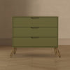 Rockefeller Mid-Century Modern 35" Dresser in Olive Green (3-Drawer) | Commode Rockefeller Mid-Century Modern 89 cm en vert olive (3 tiroirs)