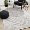 Solace Soft Low-Pile Grey White Merging Circles Area Rug - 7'10" x 10'6"|Carpette à poil court doux Solace grise et blanche à motif de cercles qui fusionnent - 7 pi 10 po x 10 pi 6 po
