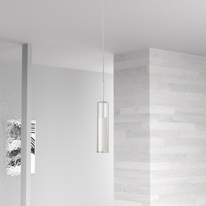 Dainolite Luna LED Pendant 6w White Finish Clear Glass Lamp
