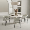 Belle Modern Metal Upholstered Dining Chair in Oatmeal - Set of 4 | Chaise de salle a manger moderne en metal et tissu Belle, couleur flocon d’avoine - Lot de 4