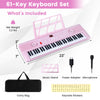 Costway 61 Key Keyboard Piano for Beginners,Electric Portable Digital Piano with Music Stand Pink